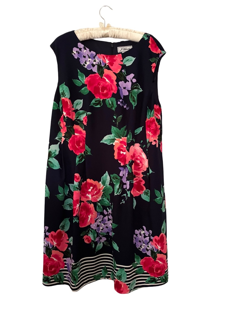 Jessica Howard Black Midi Dress with Red & Purple Floral Print